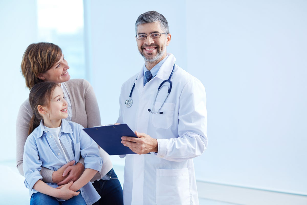 A family physician with a happy family